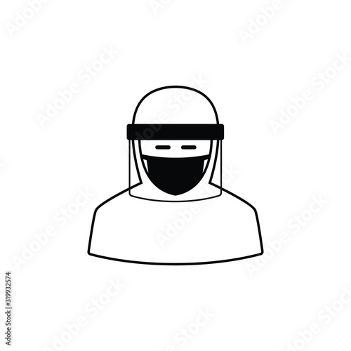 Doctor in virus protection uniform icon vector