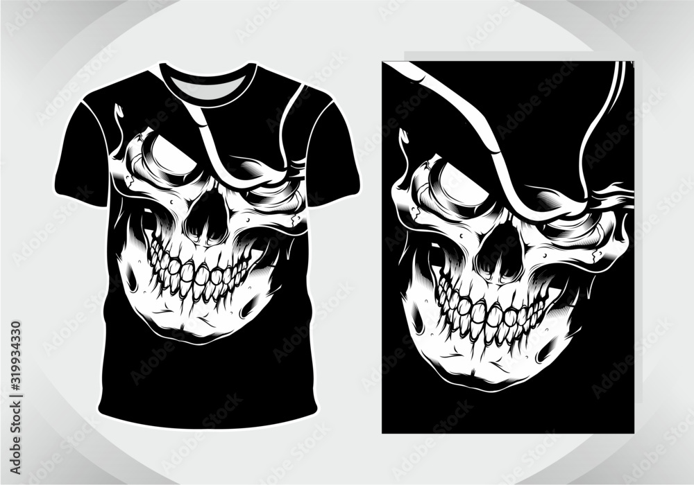 t shirt design head skull face,isolated,fully editable Stock Vector ...