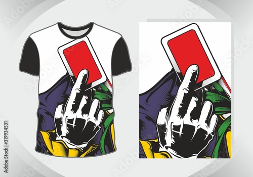 t shirt design hand holding card gambling,isolated,fully editable