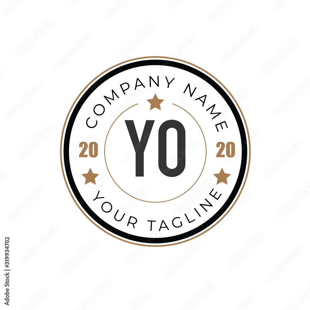 Initial Letter yo Elegance Logo Design Template. Vintage circle line ...