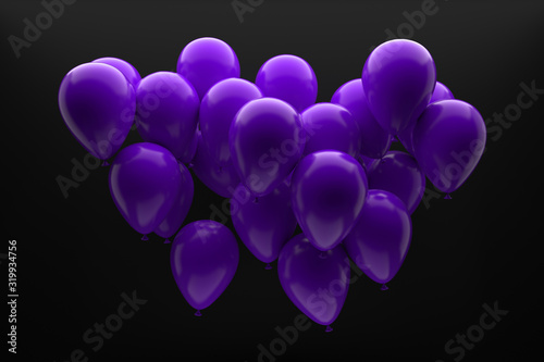 Realistic Celebrate Balloon Birthday Flying On Studio Background	