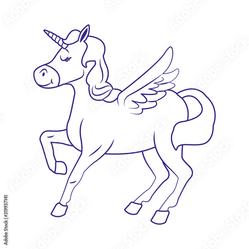 cartoon cute unicorn icon  flat design