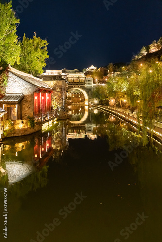 Photography Night view of Xiaoshui Liushui people's house in Beijing WTown（gubei water Town）