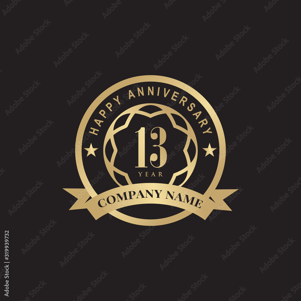 Fototapeta premium 13th year celebrating anniversary emblem logo design