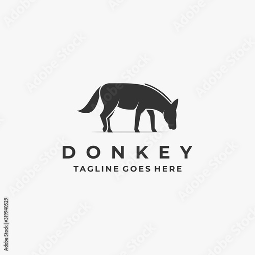 Vector Logo Illustration Donkey Pose Silhouette Style