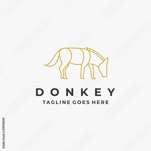 Vector Logo Illustration Donkey Pose Line Art Style