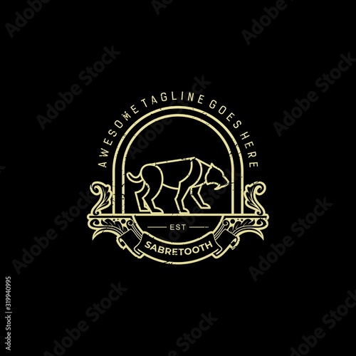 Vector Logo Illustration Saber Tooth Vintage Badge