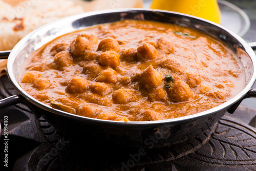 Chana Masala: Traditional Indian dish with chickpeas and curry