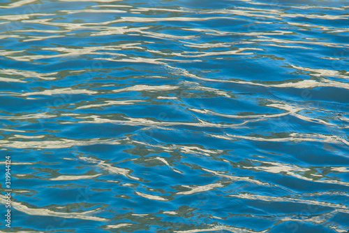 Clean blue waves on a river
