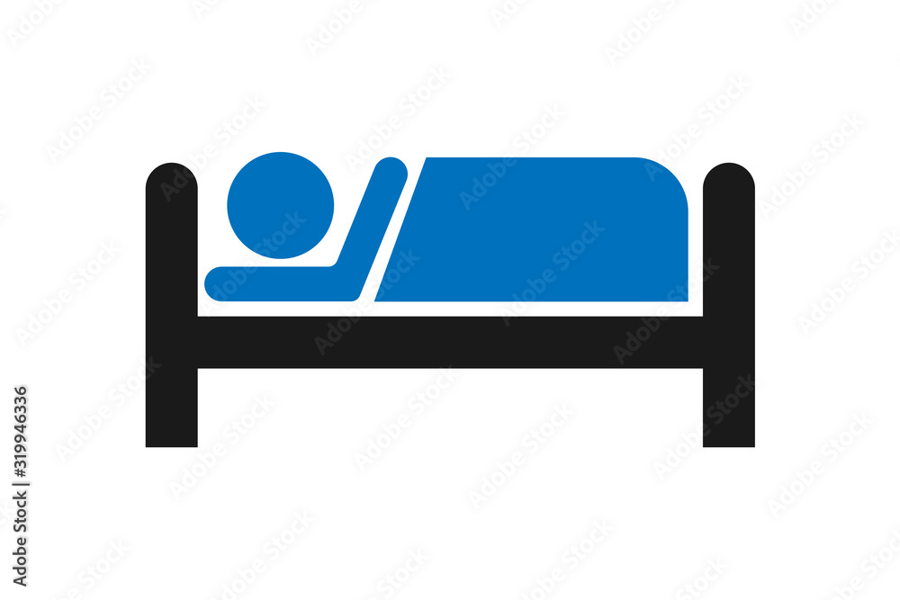 bed icon with man, hospital icon vector illustration bed icon with man, hospital icon vector illustration