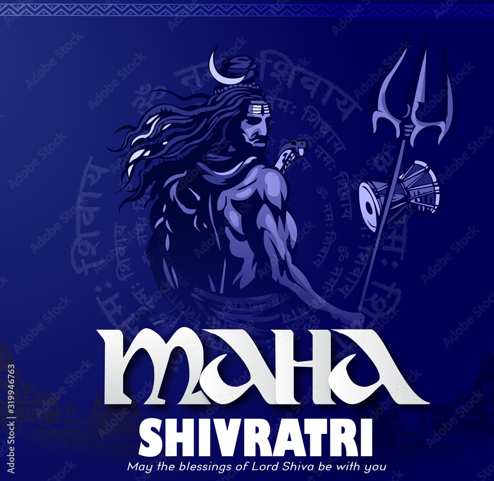 llustration Of Mahadev in sawan Shivratri, a Hindu festival celebrated of Shiva Lord. Vector illustration.