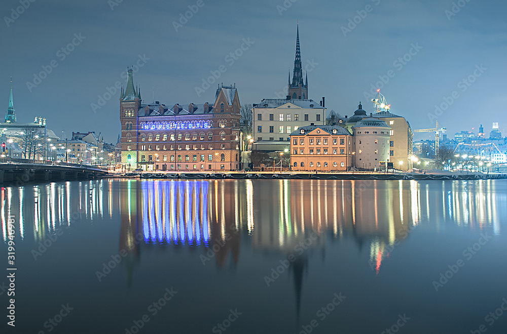 Obraz premium Gamlastan in winter. Long exposure