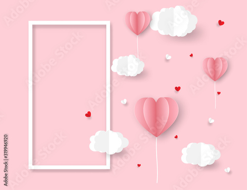 valentines day card with hearts.Valentine's day background. Heart balloons in the sky. Valentine's day balloons in a heart shaped and Heart float on the sky.Vector EPS 10.