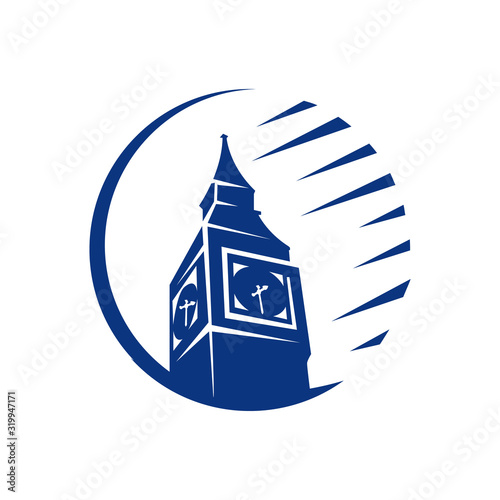 custom creative tower of london big ben logo design vector symbol illustration