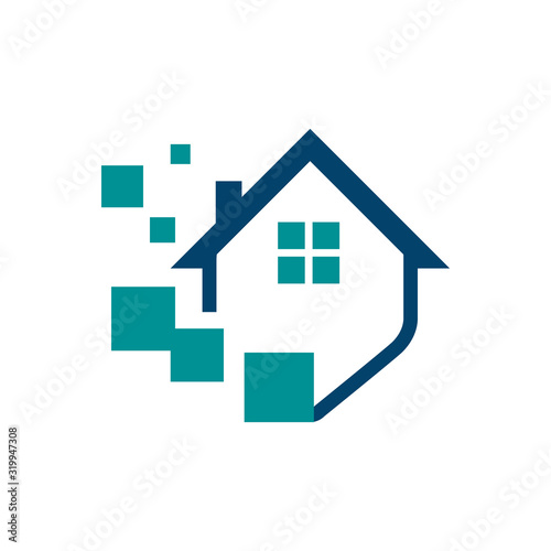 web hosting house of digital home logo design vector illustrations