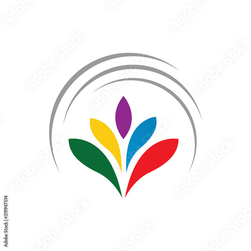 abstract colorful Round emblem flower in a circle style vector