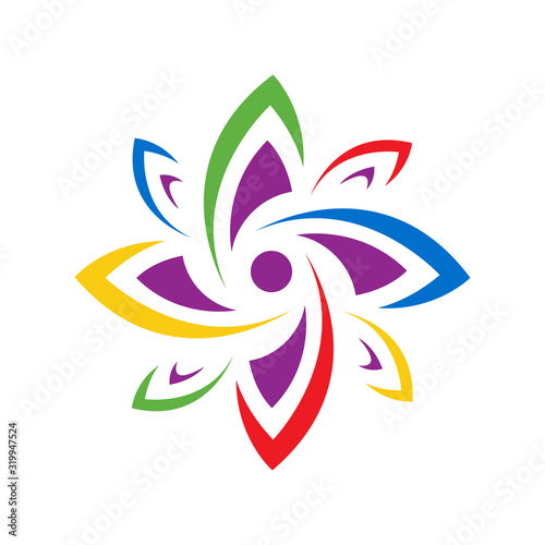 abstract colorful Round emblem flower in a circle style vector