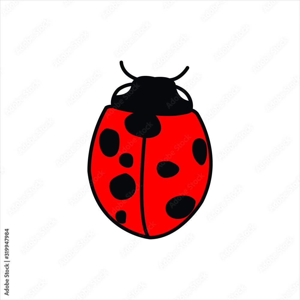 Fototapeta premium Illustratio abstract red ladybug insect animal icon logo vector design graphic