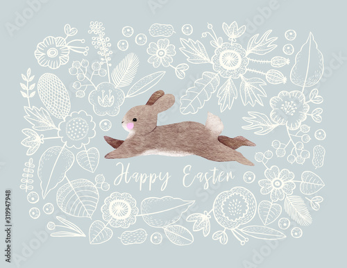Baby bunny & flowers