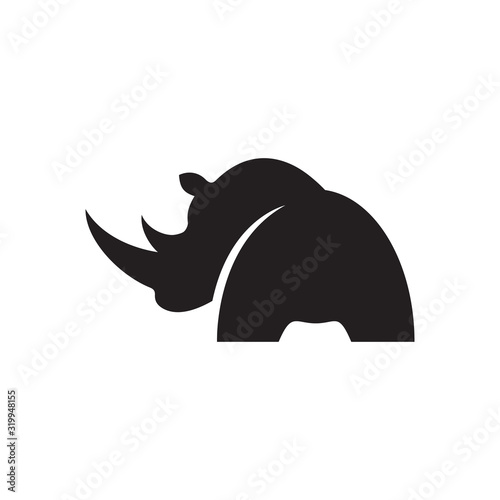 simple black modern rhino logo vector. wilderness strength rhinoceros logo template