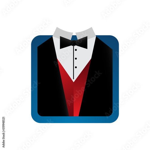 professional gentleman suit tuxedo logo vector men clothing graphic concept