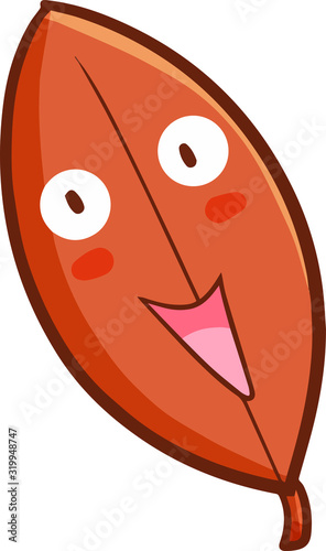 Cute and funny brown leaf character laughing happily