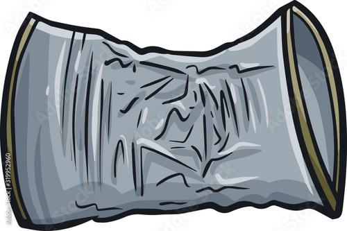 Funny and cute wrecked can in cartoon style