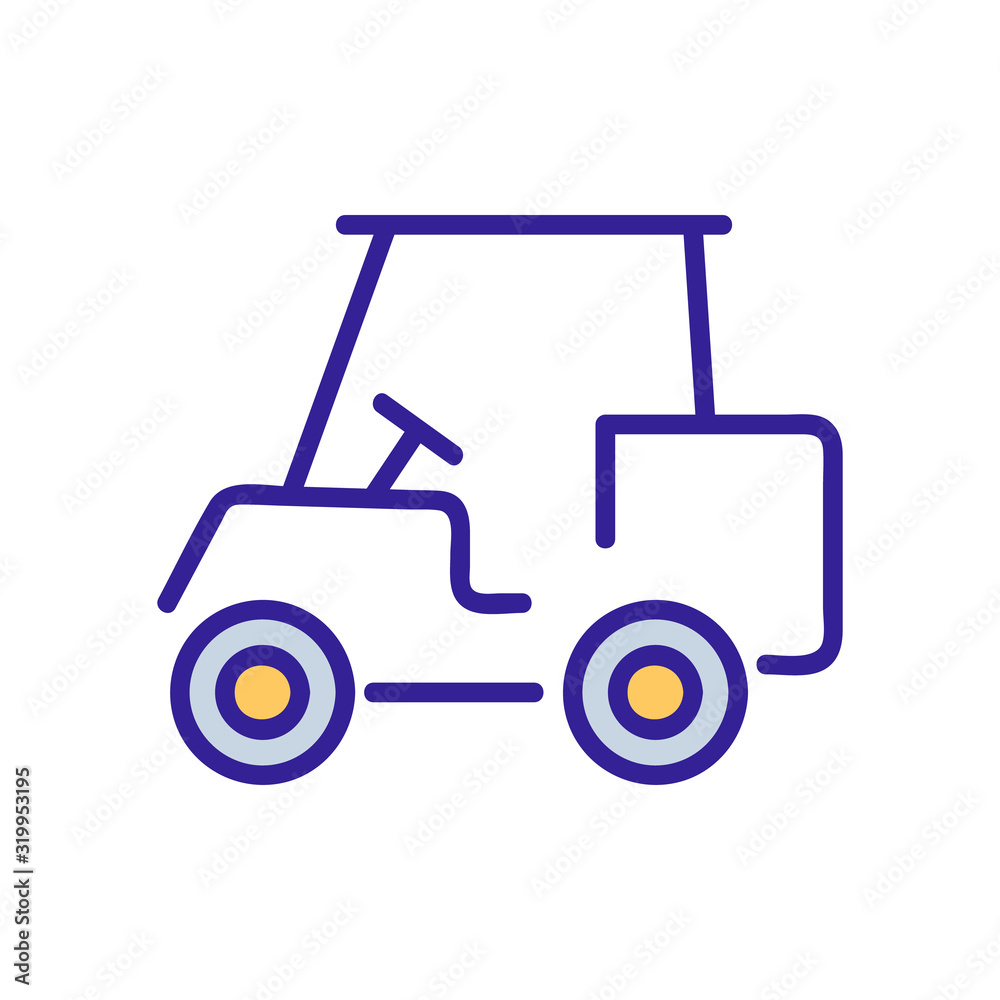 Golf car icon vector. A thin line sign. Isolated contour symbol illustration
