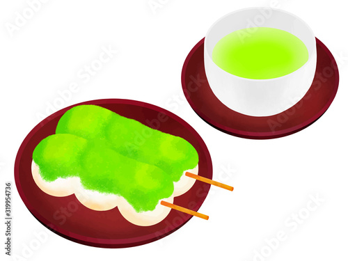 ずんだ団子　お茶