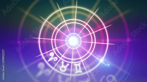 zodiac wheel with zodiac signs background, future wheel