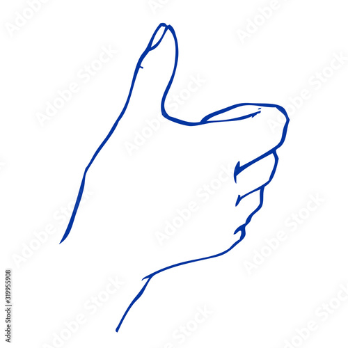 thumb up like symbol on blue background