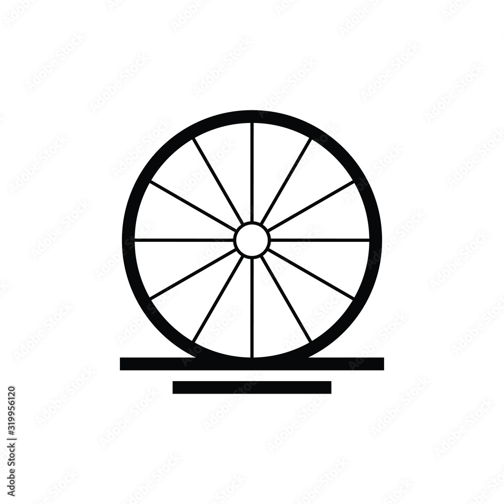 Illustration abstract wooden cart old wheel  logo design 