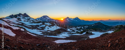 Mountain Panorama and a Sunset - Three Sisters Wilderness - Oregon