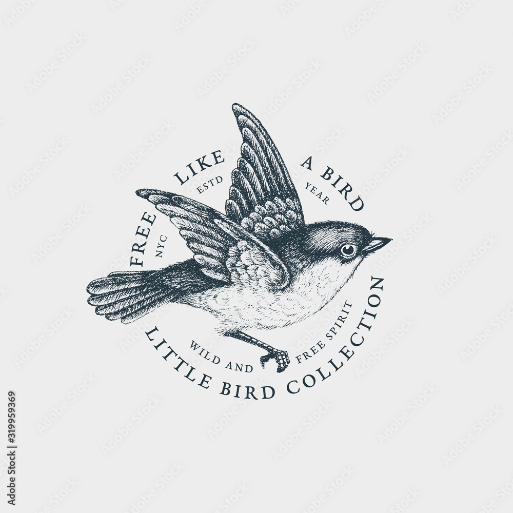 Naklejka Vintage bird label