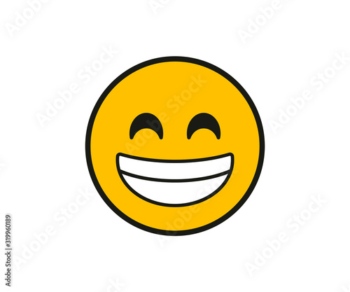Smiling face with the white teeth in flat style on white background