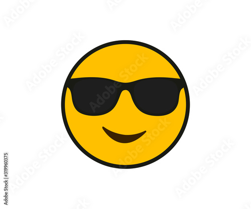 Black sunglasses and smile face in flat style on white background