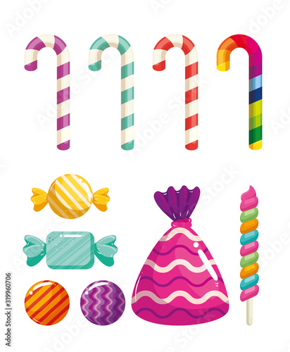 set of delicious sweet candies