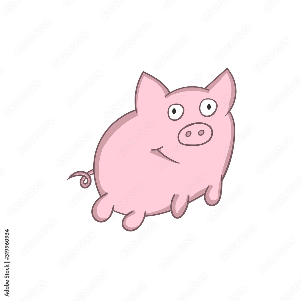 Cartoon little pig. Vector illustration on a white background. Cartoon little pig. Vector illustration on a white background.