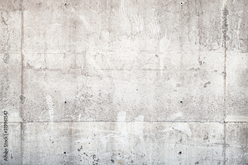 Light gray concrete wall, front view, background texture