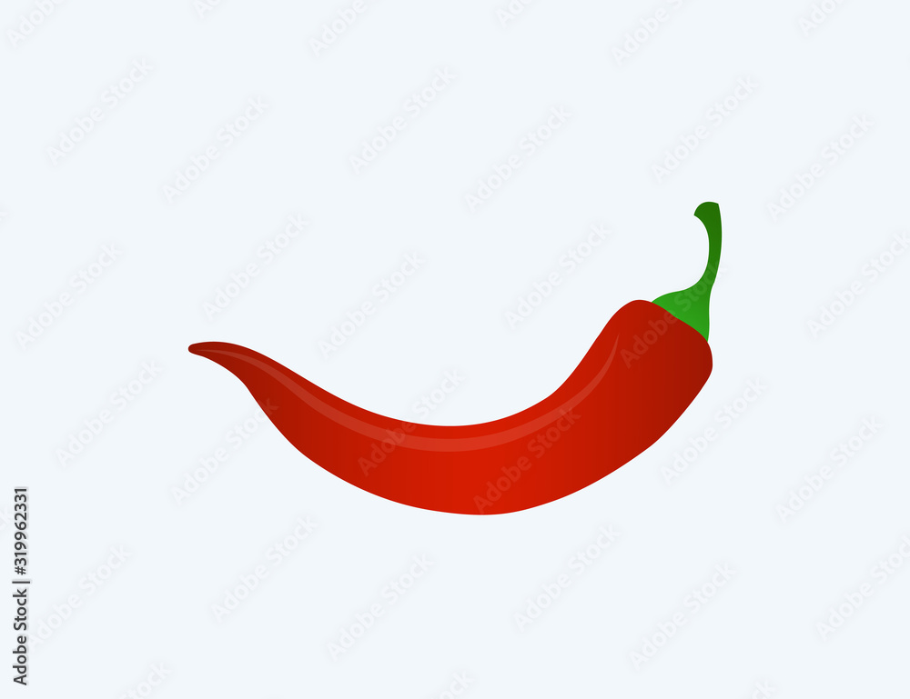 Chili. Red chili vector icon isolated on white background, top view Chili. Red chili vector icon isolated on white background, top view