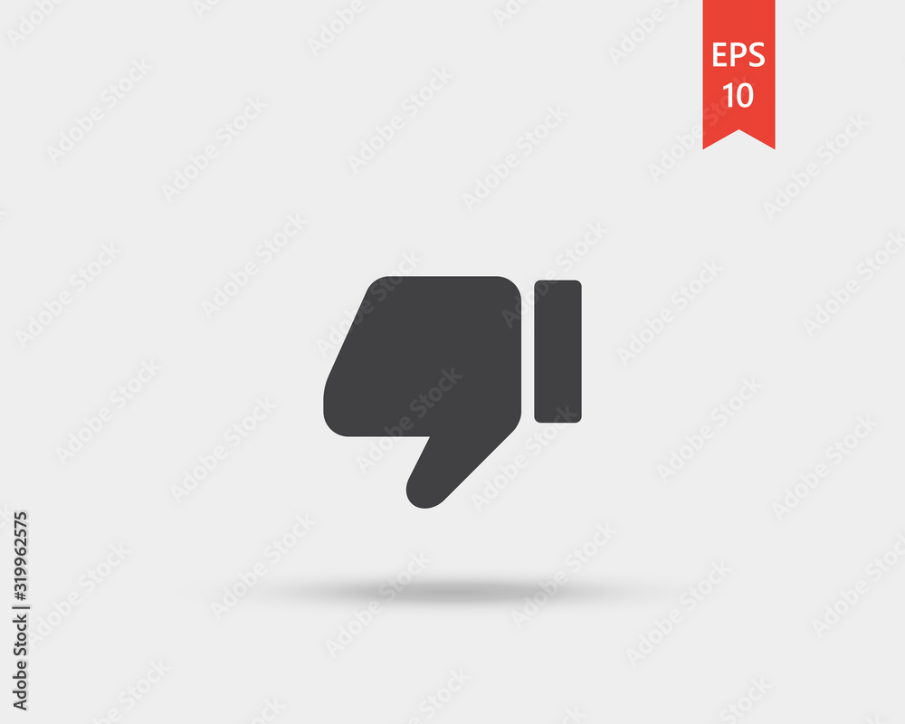 Thump down icon, dislike or unlike button vector web icon isolated on white background, EPS 10, top view Thump down icon, dislike or unlike button vector web icon isolated on white background, EPS 10, top view