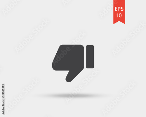 Thump down icon, dislike or unlike button vector web icon isolated on white background, EPS 10, top view	