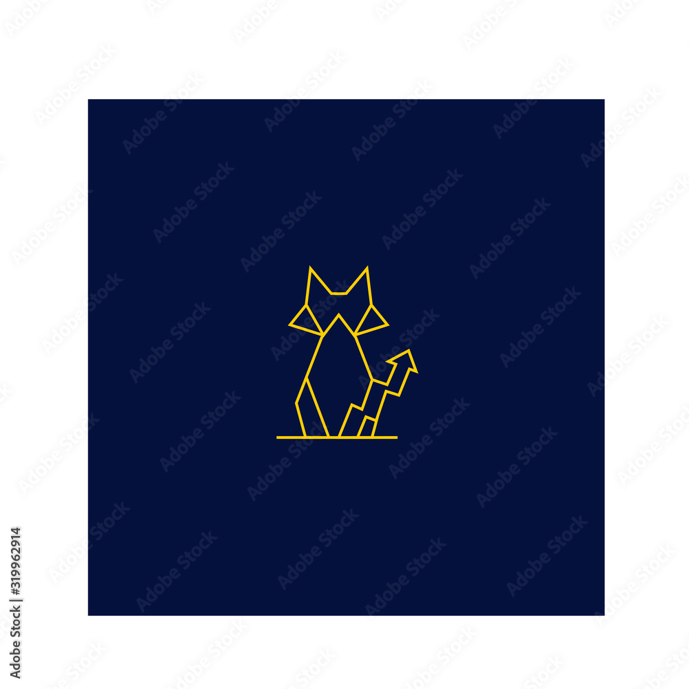  cat logo character geometric mascot design - obrazy, fototapety, plakaty 