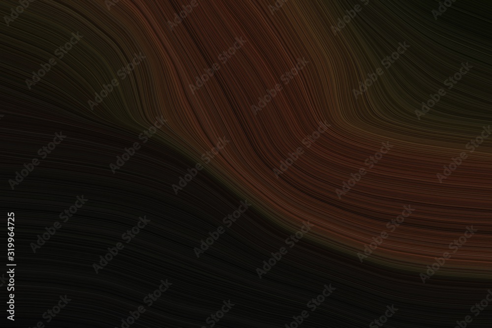 artistic wave lines with modern curvy waves background design with very dark green, black and very dark pink color