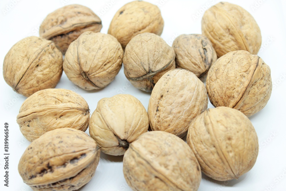 Walnuts located on a white background Walnuts located on a white background
