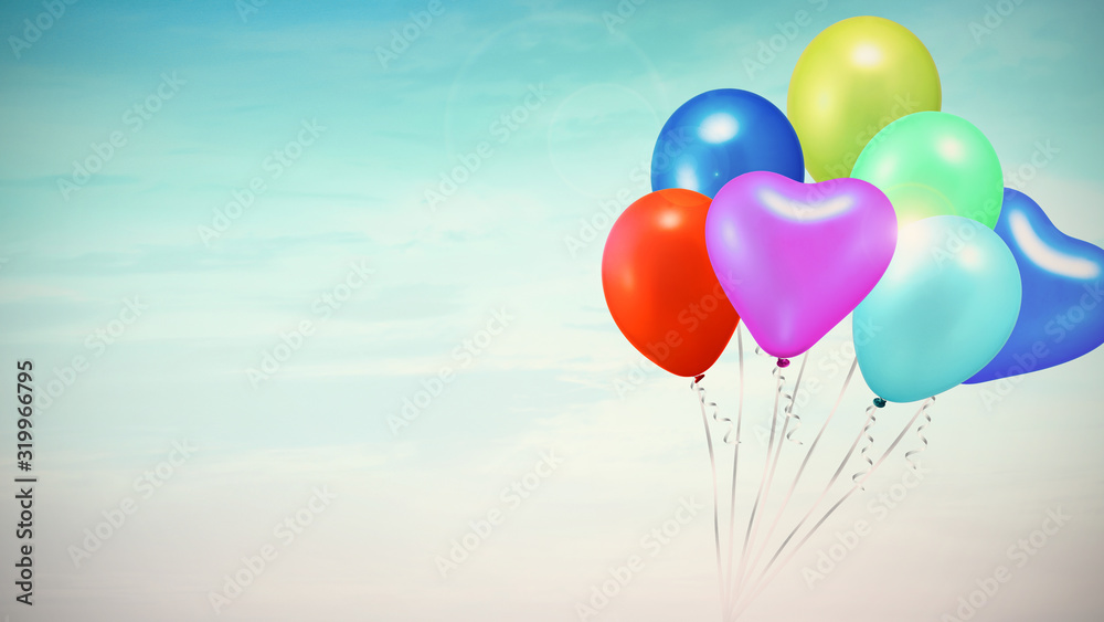 空に浮かぶカラフルなバルーン