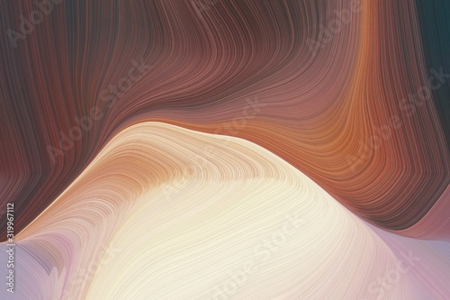 artistic wave fluid lines with elegant curvy swirl waves background design with pastel brown, dark slate gray and bisque color