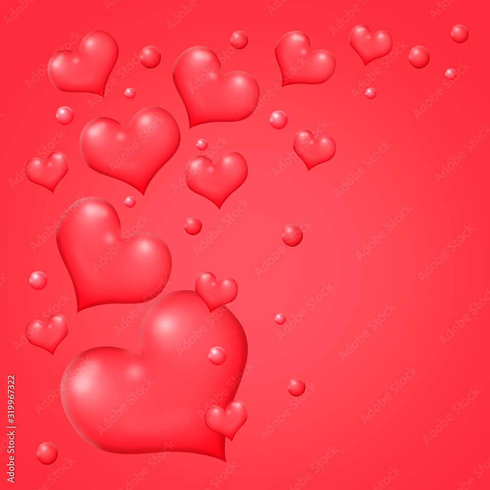 Greeting card for Valentine's Day with pink hearts.