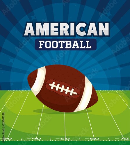 poster of american football with ball in field