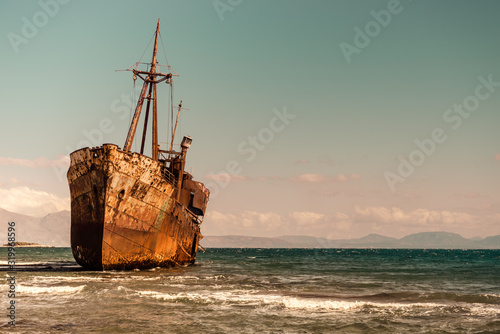 Fototapeta Naklejka Na Ścianę i Meble -  The famous shipwreck near Gythio Greece